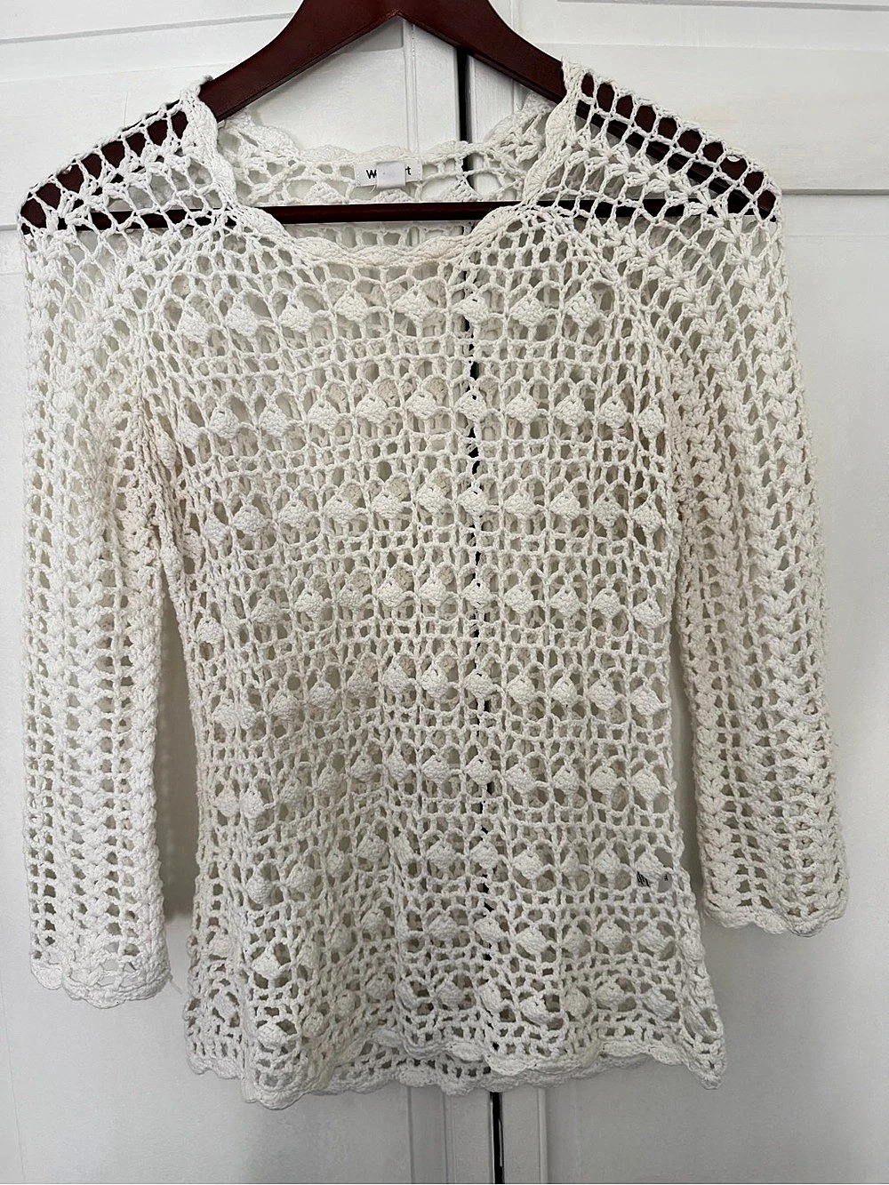 Westport Openwork Knit Sweater in White Size XS
